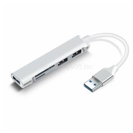 BLACKBIRD USB 3.0 multiport hub 5in1 3xUSB3.0, SD, TF, ezüst, aluminium ház BH1472 small