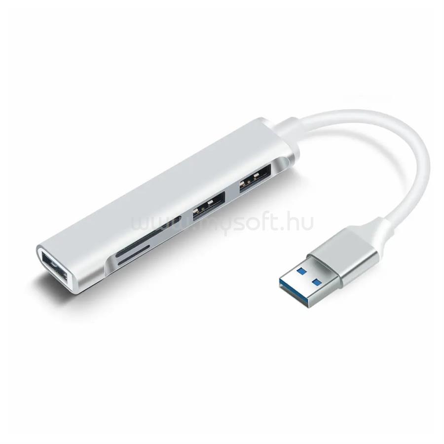 BLACKBIRD USB 3.0 multiport hub 5in1 3xUSB3.0, SD, TF, ezüst, aluminium ház