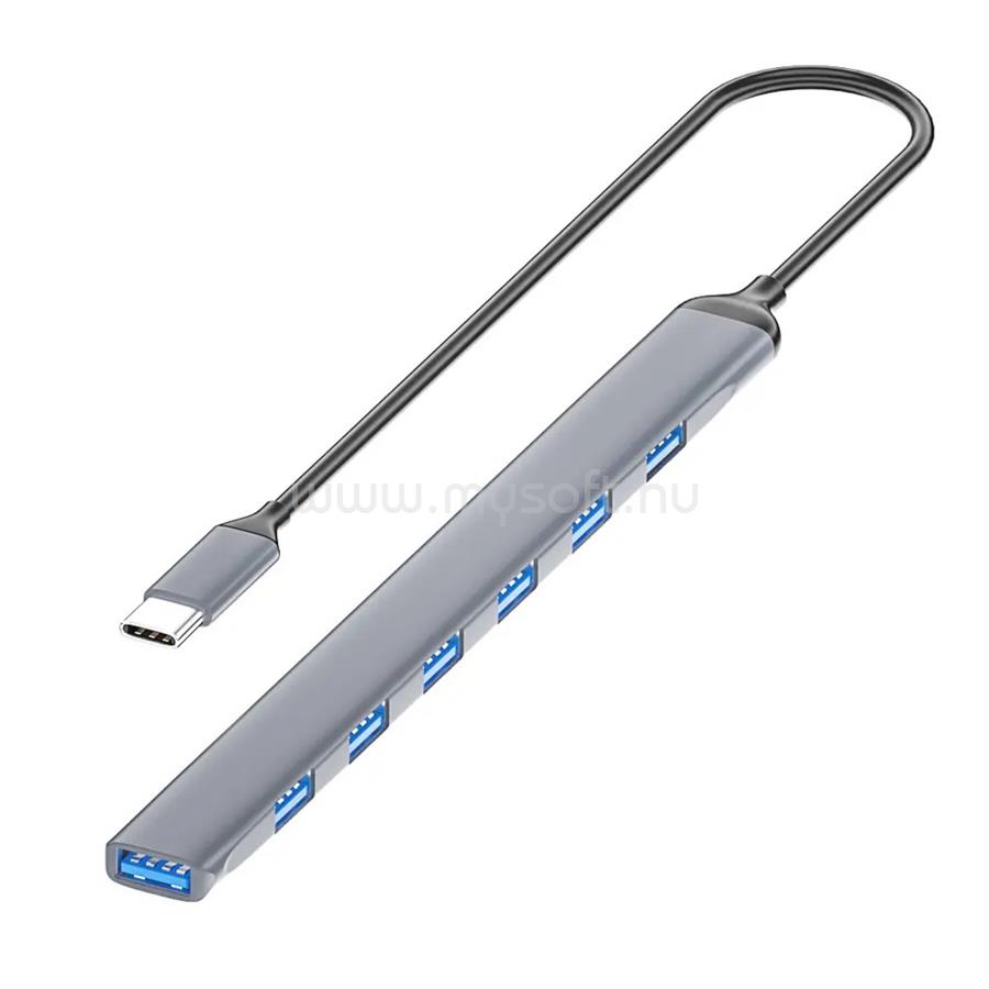 BLACKBIRD USB 3.0 Type-c 7 port hub extra slim, aluminium ház, notebookhoz