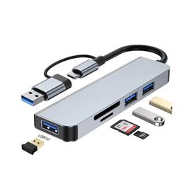 BLACKBIRD USB 3.0 Type-C/USB multiport hub 5in1 3xUSB3.0,SD,TF,ezüst, aluminium ház BH1469 small