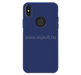 BLAUTEL iPhone XS Max 6.5 4-OK SILK műanyag telefonvédő gumírozott, logó kivágás, SÖTÉTKÉK SCIXPA small