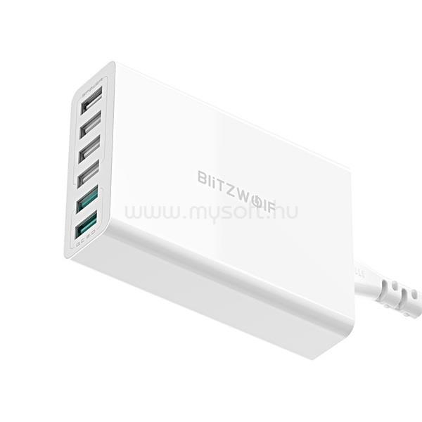 BLITZWOLF hálózati elosztó 6 USB aljzat 60W, PD gyorstöltő 3.0, FEHÉR