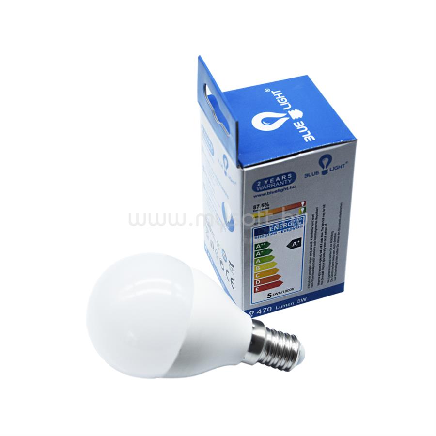 BLUE LIGHT Led 5W E14 gömb 470lm 2700k Blue Light