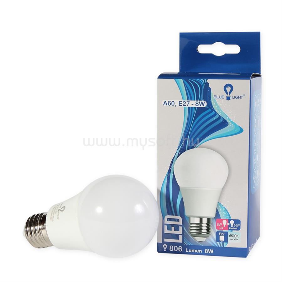 BLUE LIGHT Led 8W A60, E27 806 lm 6500k Led izzó Blue Light