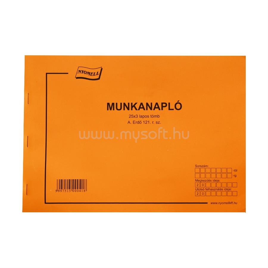 BLUERING Erdő munkanapló A4, fekvő 25x3 példányos 121/V