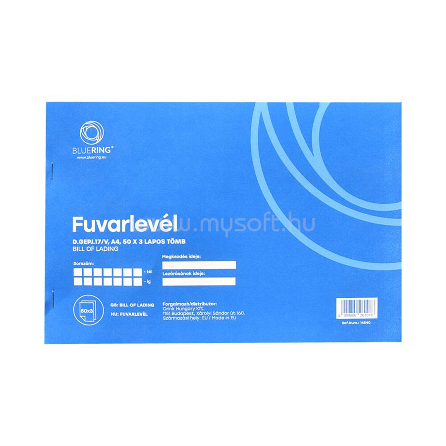 BLUERING Fuvarlevél A4, 50x3lapos fekvő D.GEPJ.17/V BlueringR