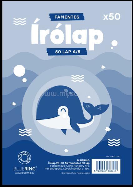 BLUERING Írólap A5, 20-50 famentes 50lap BlueringR