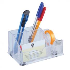 BLUERING Írószertartó 4 rekeszes, 150x95x75mm, ragszalag tépővel műanyag, BlueringR víztiszta BLUERING_3839114 small