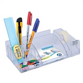 BLUERING Írószertartó 8 rekeszes, 230x125x65mm, ragszalag tépővel műanyag, BlueringR víztiszta BLUERING_3839084 small