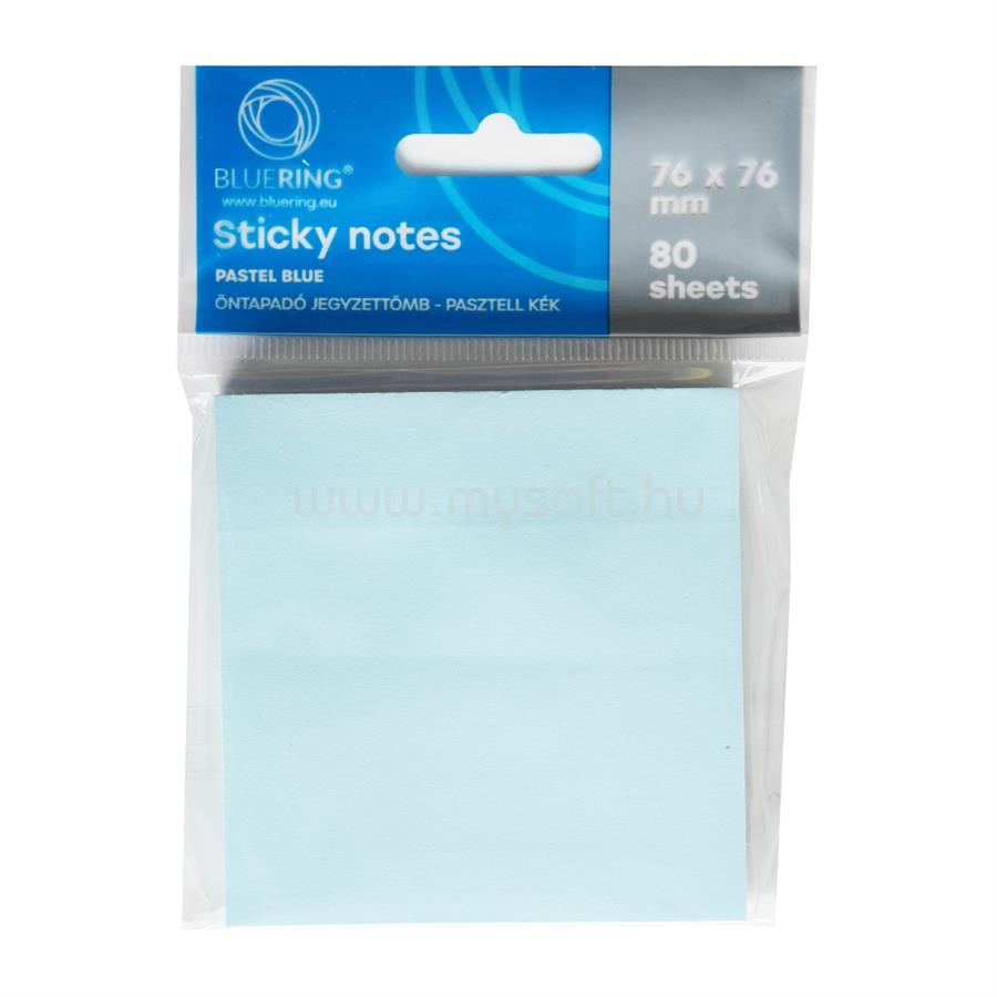 BLUERING Jegyzettömb öntapadó, 75x75mm, 80lap, BlueringR , pasztellkék