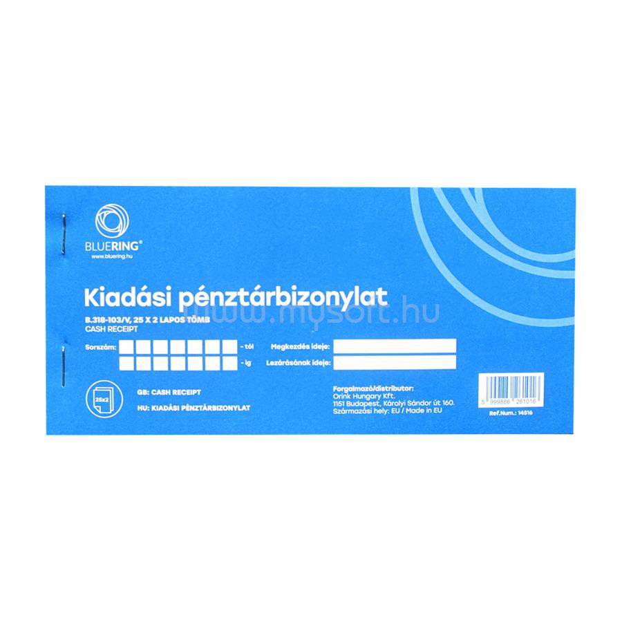 BLUERING Kiadási pénztárbizonylat 25x2lapos B.318-103/V BlueringR