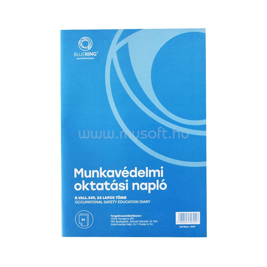 BLUERING Munkavédelmi oktatási napló 24lapos A4, álló B.VALL.349 BlueringR