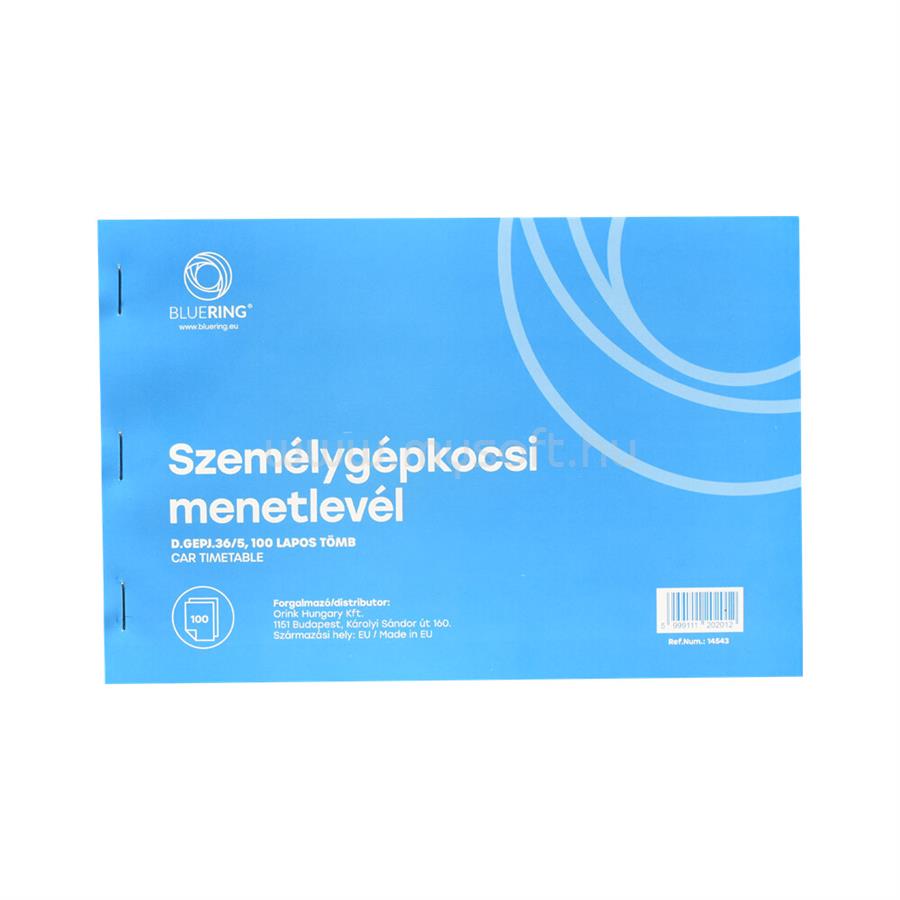 BLUERING Személygépkocsi menetlevél A5, 100 lapos D.GEPJ.36/5 BlueringR
