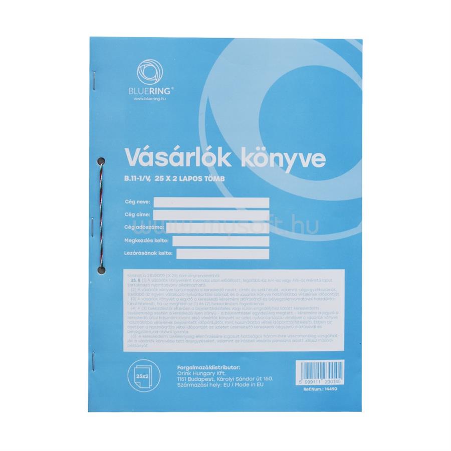 BLUERING Vásárlók könyve A4, álló 25x2lapos B.11-1/V/UJ BlueringR