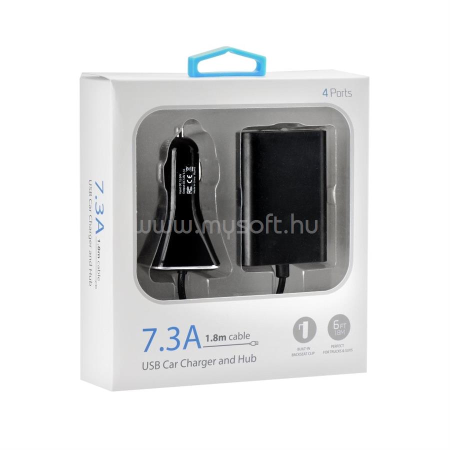 BLUESTAR autós töltő 4 x USB, 7,3 A, kábel 1,8 m