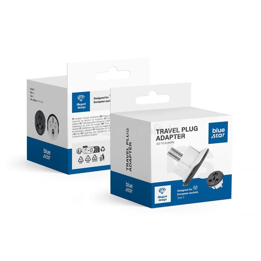 BLUESTAR utazó adapter GO TO Europe Type E 16A (fehér)