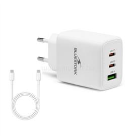 BLUESTORK Hálózati töltő - PW-65-CCA (2xUSB-C, USB-A, 65W, 2m kábel, fehér) PW-65-CCA small