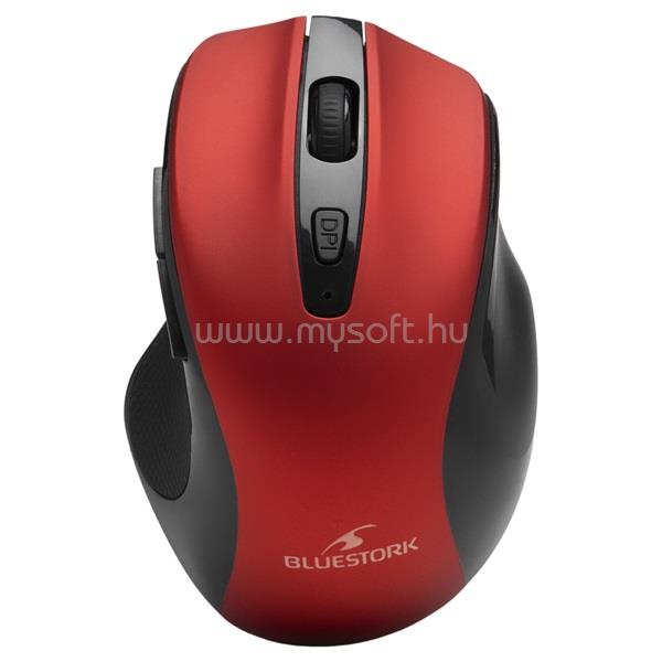 BLUESTORK M-WL-OFF75-RED vezeték nélküli egér (Rechargeable, 1600 DPI, 6 gomb, optikai, piros)