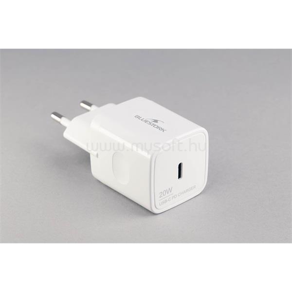 BLUESTORK PW-20-C hálózati töltő (USB-C, 20W, fehér)
