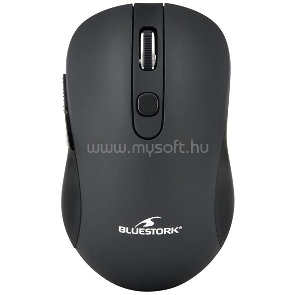 BLUESTORK Vezeték nélküli Egér - M-WL-OFF60-BLACK (1600 DPI, 6 gomb, optikai, fekete)