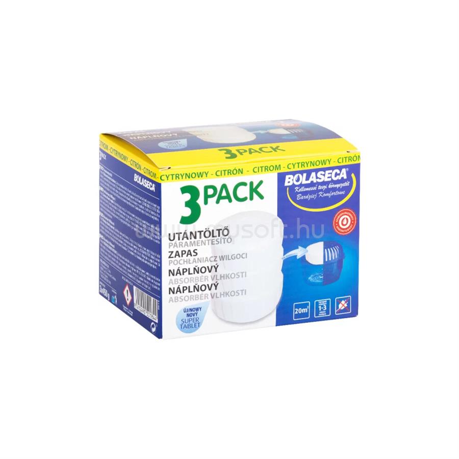 BOLASECA Páramentesítő utántöltő tabletta 3 x 450 g citrom