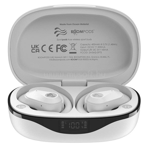 BOOMPODS Sportpods Ocean True Wireless Bluetooth fehér fülhallgató