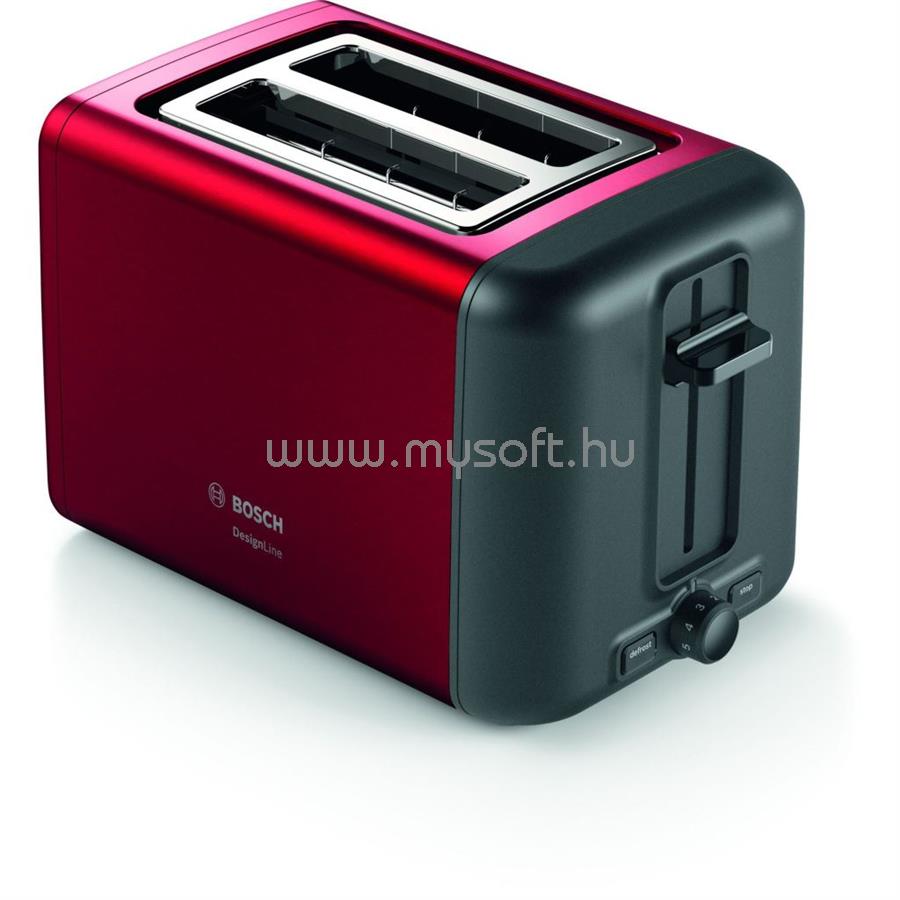 BOSCH TAT3P424 DesignLine kenyérpirító piros-fekete
