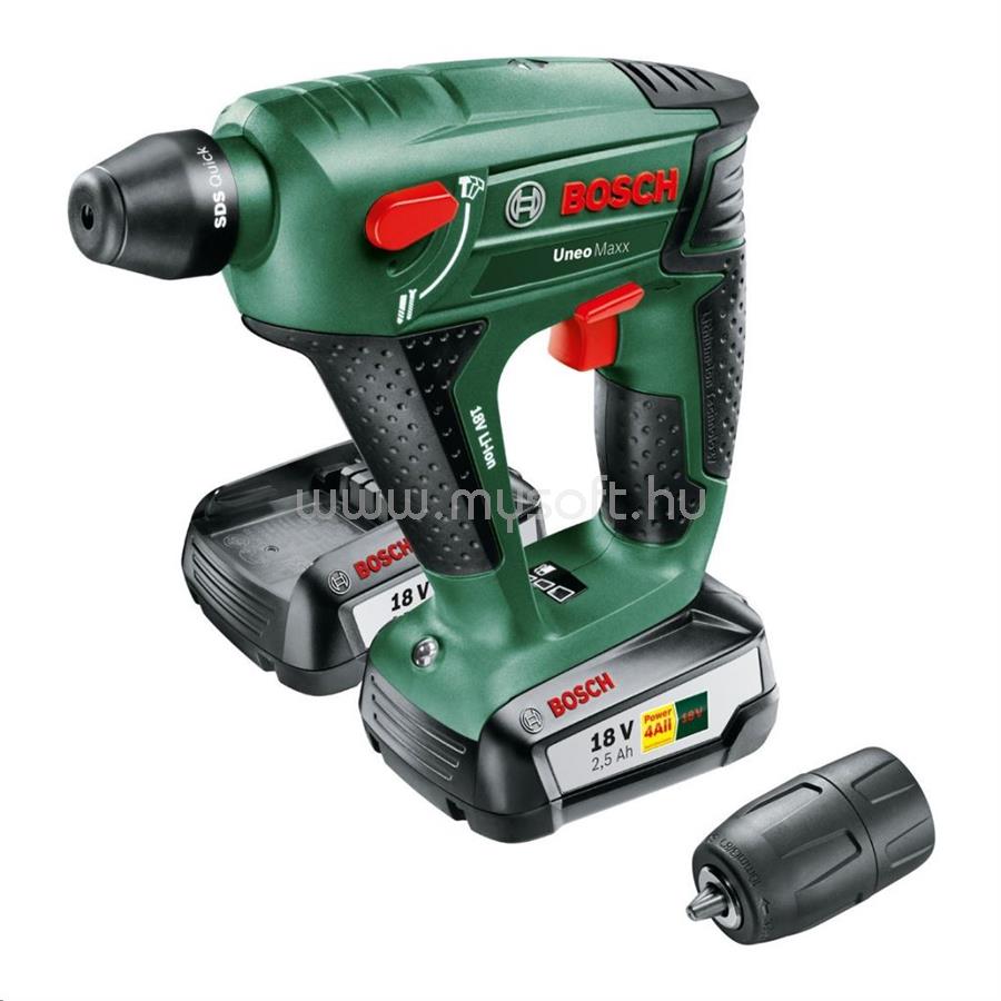 BOSCH Uneo Maxx 18 Li akkus fúrókalapács,  2db 2,5 Ah-s akkumulátorral (0603952327)