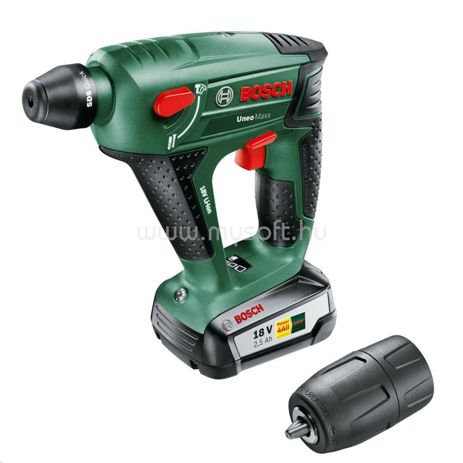BOSCH Uneo Maxx 18 Li akkus fúrókalapács, 2,5 Ah-s akkumulátorral (060395230F)
