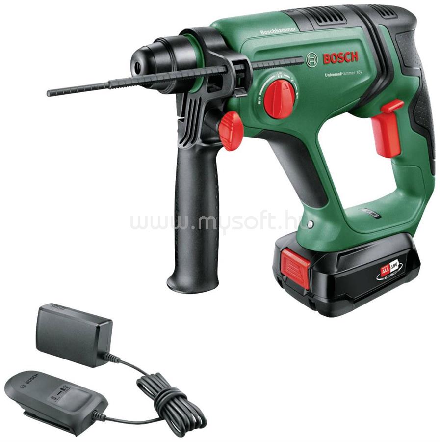BOSCH UniversalHammer 18V akkus fúrókalapács 2.5Ah akkumulátor, hordtáska (06039D6002)