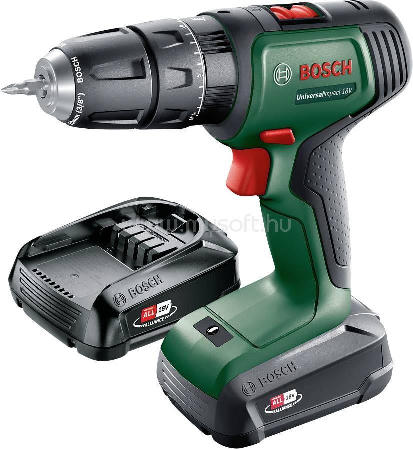 BOSCH UniversalImpact 18V akkus fúró-csavarozó 2db 1.5Ah-s akku (06039D4102)