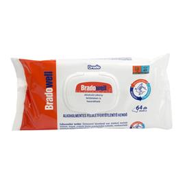 BRADOCHEM Nedves törlőkendő fertőtlenítő hatással 64 lap/csomag alkoholmentes Bradowell BRADOCHEM_50160 small