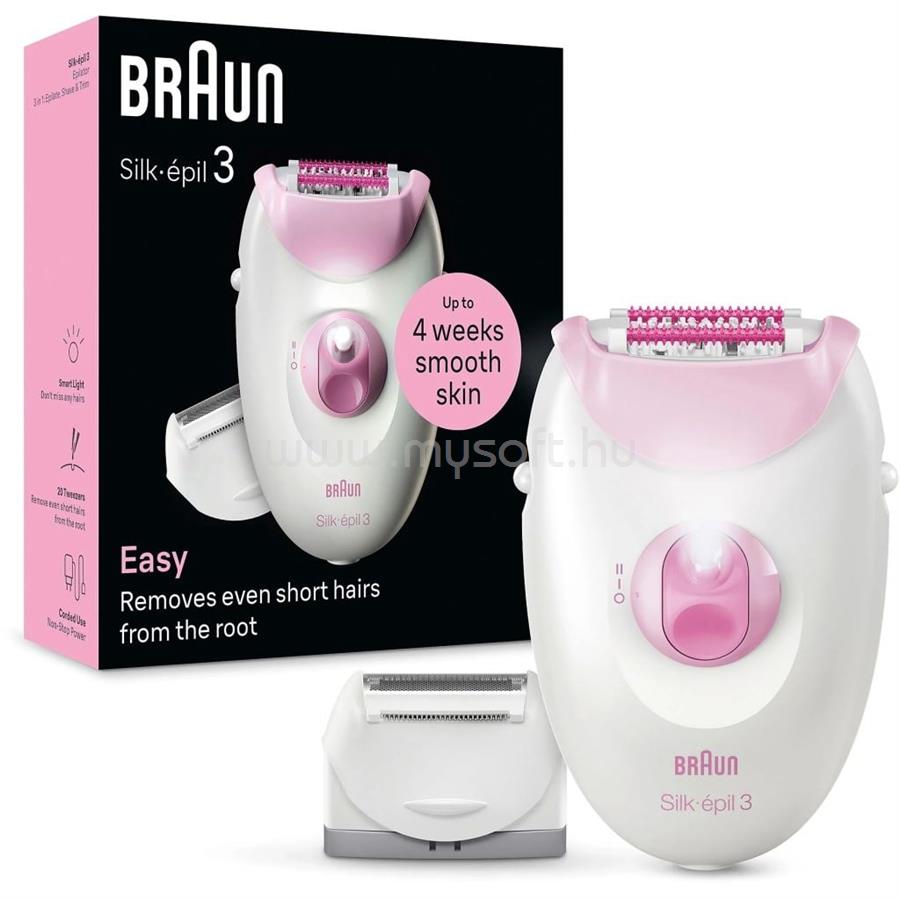 BRAUN Silk-épil 3-031 epilátor (fehér-rózsaszín)