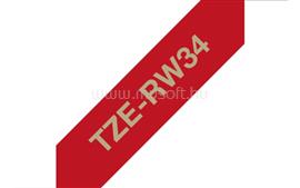 BROTHER TZe-RW34 Piros alapon arany színű selyemszalag 12 mm széles (4m) TZERW34 small