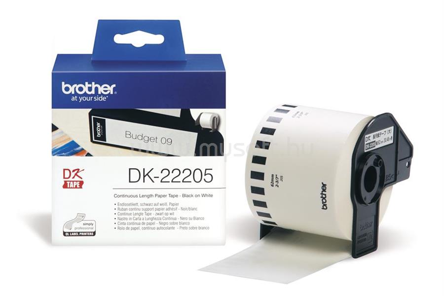 BROTHER DK-22205 folytonos szalagcímke 62mm x 30,48m öntapadós White