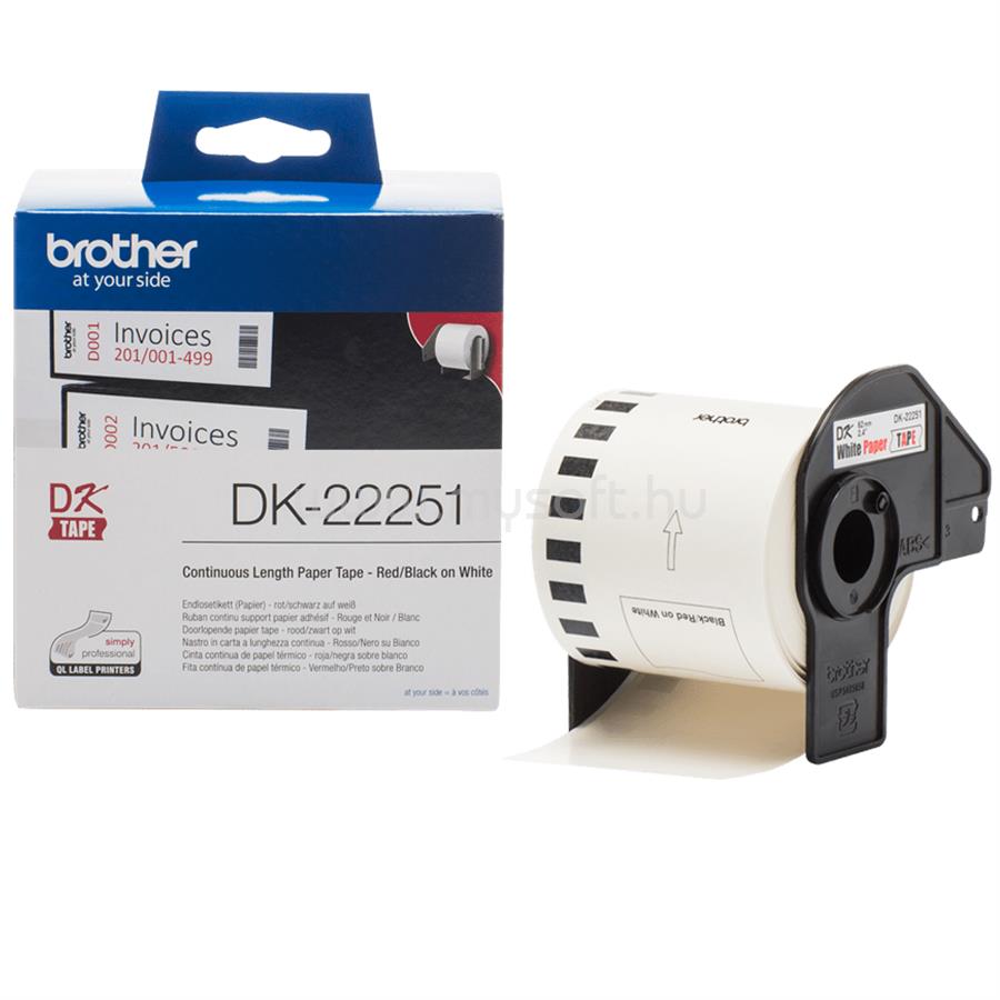 BROTHER DK-22251 fehér alapon fekete vagy piros folytonos papír címke tekercsben 62mm (15.24m)