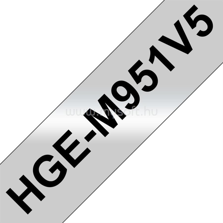 BROTHER Festékszalag HGe-M951V5, Matt ezüst alapon fekete, 24mm széles, 8m hosszú