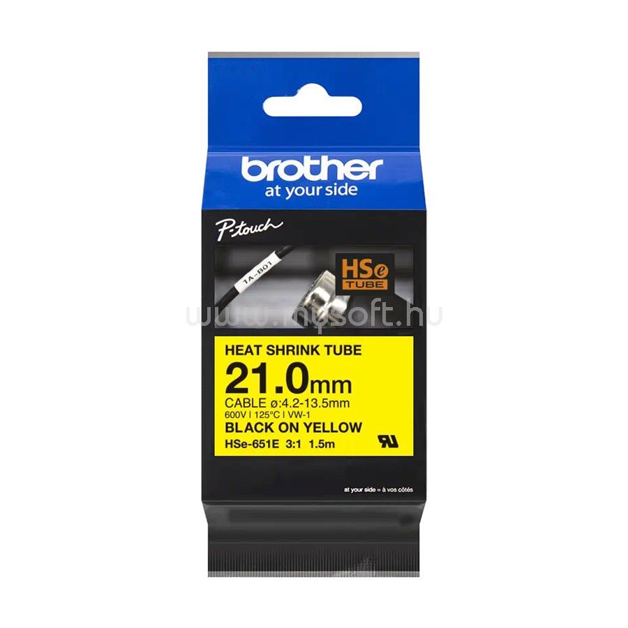 BROTHER HSE-651E P-Touch szalag 21mm Black on Yellow - 1,5m