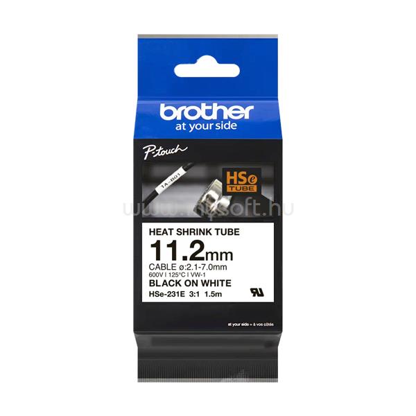 BROTHER szalag HSE-231E, Fehér alapon fekete, Zsugorcső, 11,2mm, 1,5m
