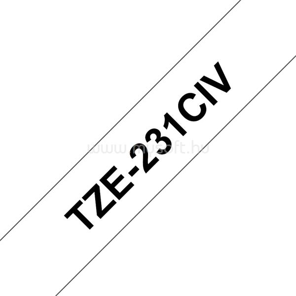 BROTHER szalag TZe-231CIV, Fehér alapon Fekete, Laminált, 12mm  0.47", 8 méter,