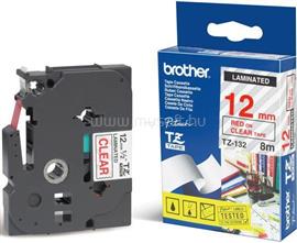 BROTHER TZE-132 átlátszó alapon piros eredeti feliratozó szalag (12mm x 8m) TZe132 small