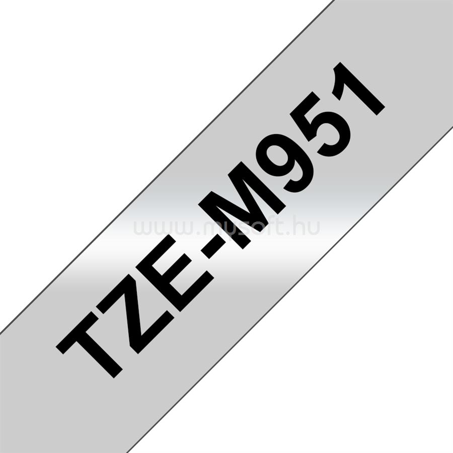 BROTHER TZe-M951 Matt ezüst alapon fekete szalag 24mm széles (8m)