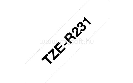 BROTHER TZe-R231 fehér alapon fekete selyem szalag 12mm széles (4m)