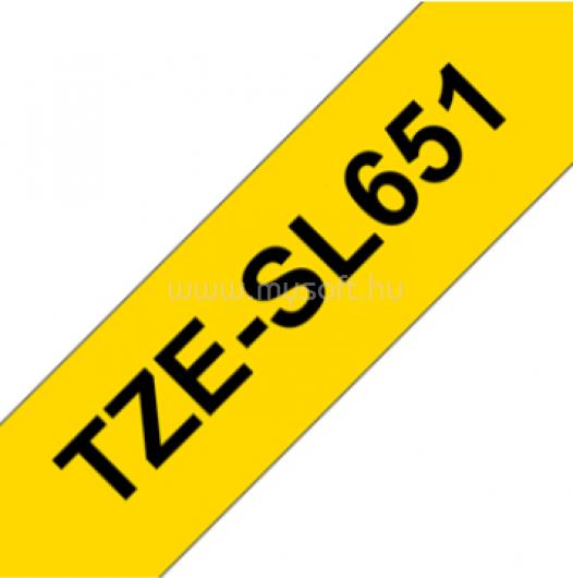 BROTHER TZeSL651 önlamináló kábeljelölő festékszalag sárga alapon fekete 24 mm
