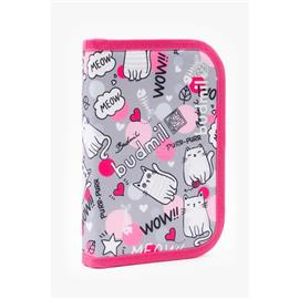 BUDMIL 10120083 egyrekeszes rózsaszín-szürke mintás tolltartó 10120086-001243-0000 small