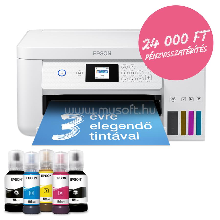EPSON EcoTank L4266 színes multifunkciós tintasugaras tintatartályos nyomtató (14000/5200 oldalra elegendő tintával)