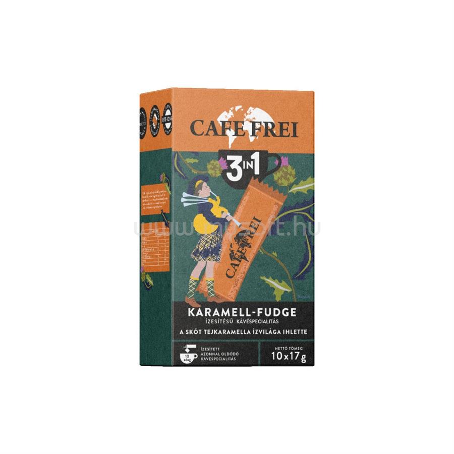 CAFE FREI Kávé instant, 10 x 17g, 3in1 Skót Karamell-Fudge