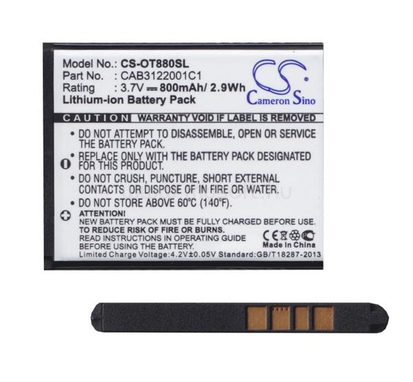 CAMERON SINO Alcatel OT-2045 / OT-815 / 2005 CAMERON SINO akku 800mAh LI-ION CAB3122001C1, BTR510AB kompatiblis