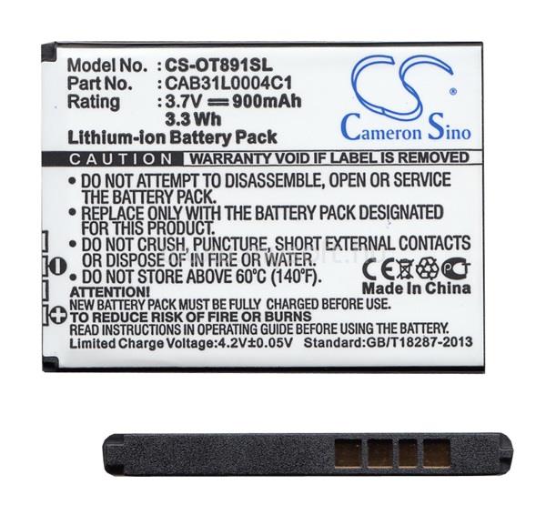 CAMERON SINO Alcatel OT-2004 CAMERON SINO akku 900mAh LI-ION CAB31L0000C1/CAB31L0004C1/CAB31L0001C1/CAB31L0000C2 kompatibilis