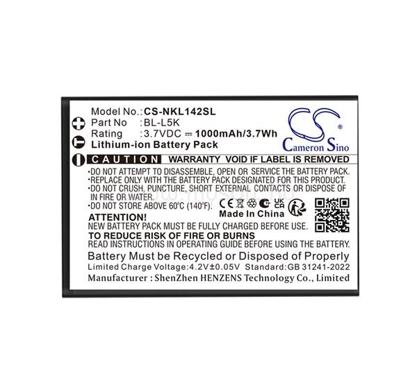 CAMERON SINO CAMERON SINO Li-Ion akku 3.7V / 1000mAh, Nokia BL-L5K kompatibilis, FEKETE